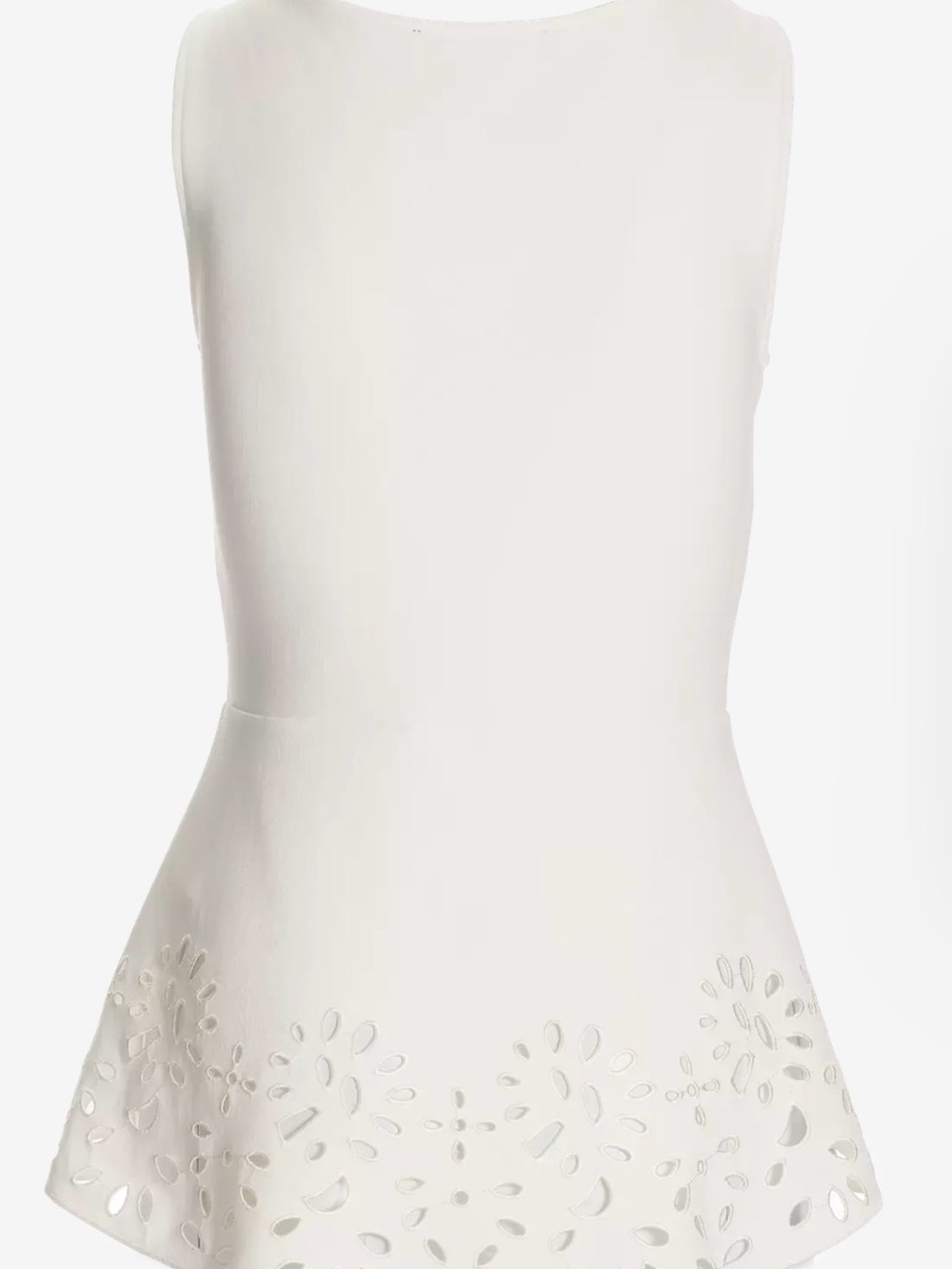 Boston Proper Beyond Travel White Peplum Laser-Cut Top in Small - Picture 2 of 9